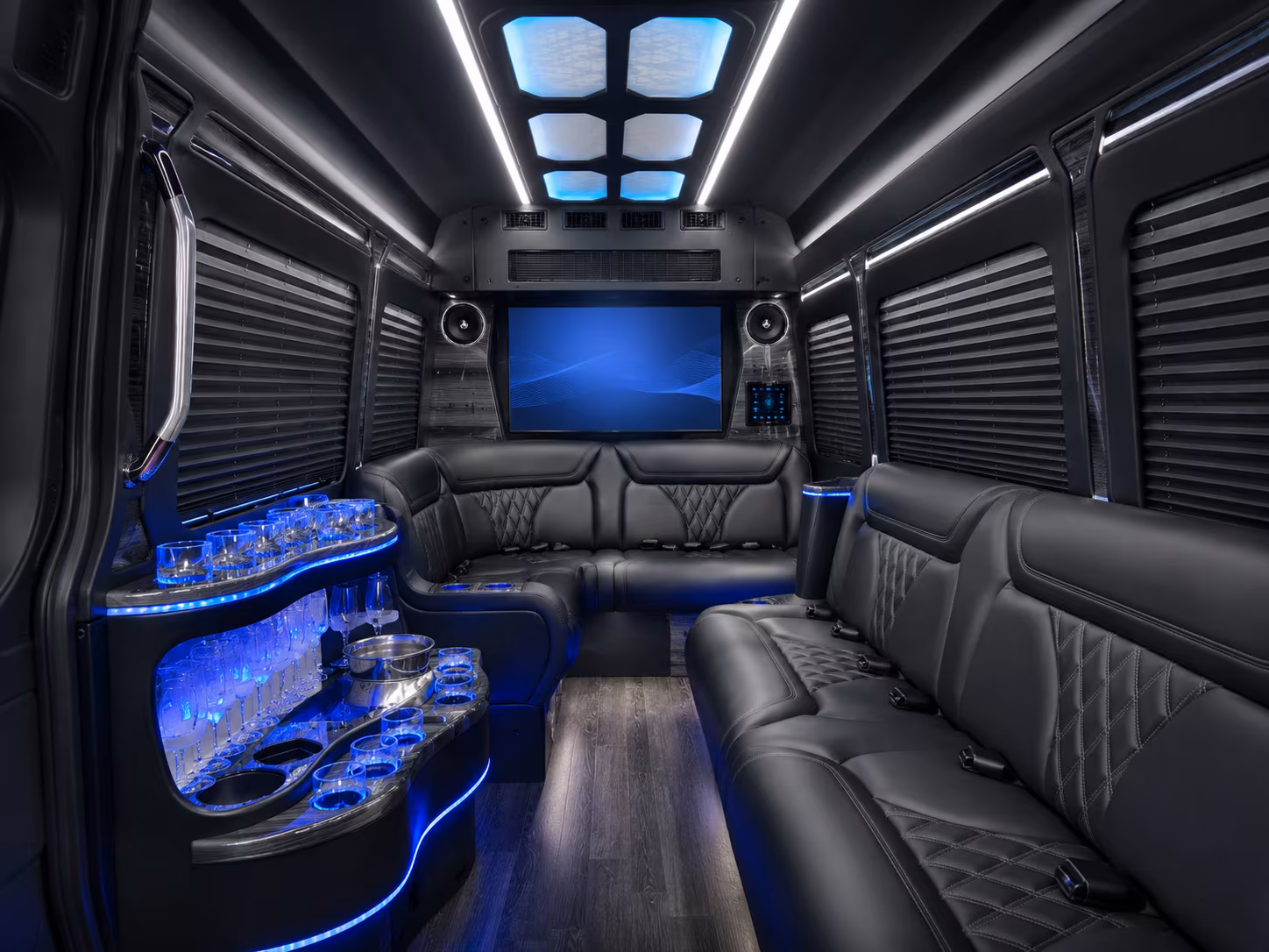yuma 50 passenger party bus inside